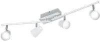 Faretti Led Parete Soffitto Barra 4 Spots Diffusore Conico Bianco Narcos GD Trio