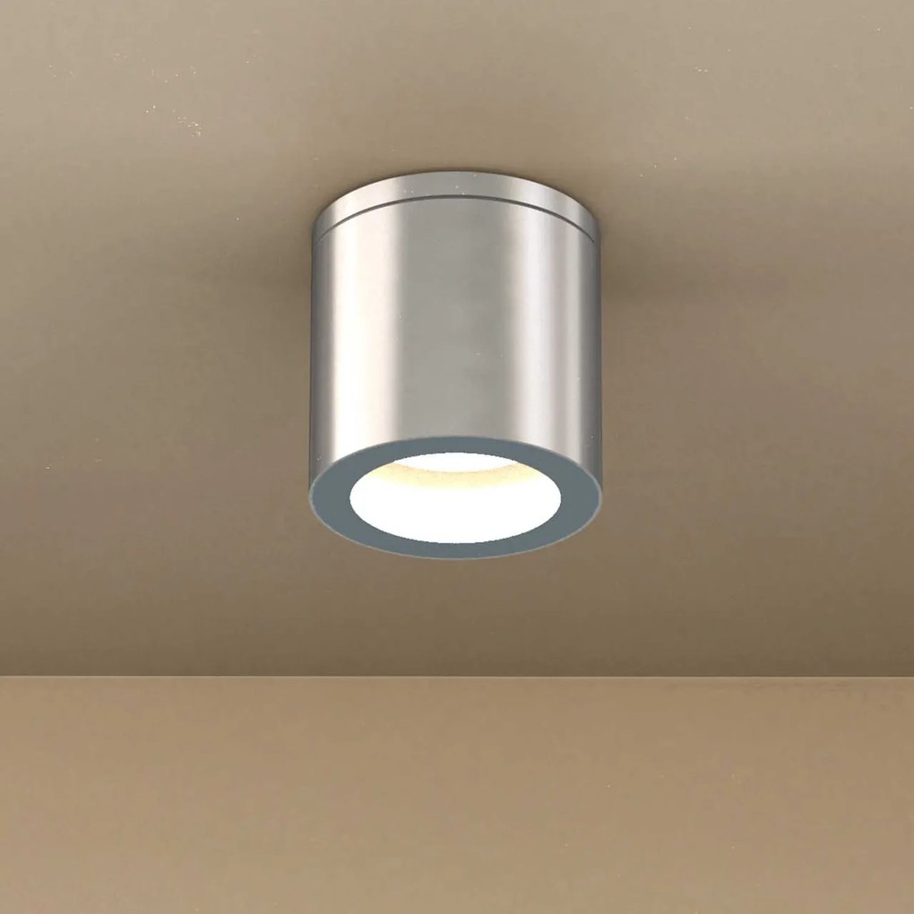 Applique da soffitto IP54 GU10 in Alluminio e Vetro - Inox