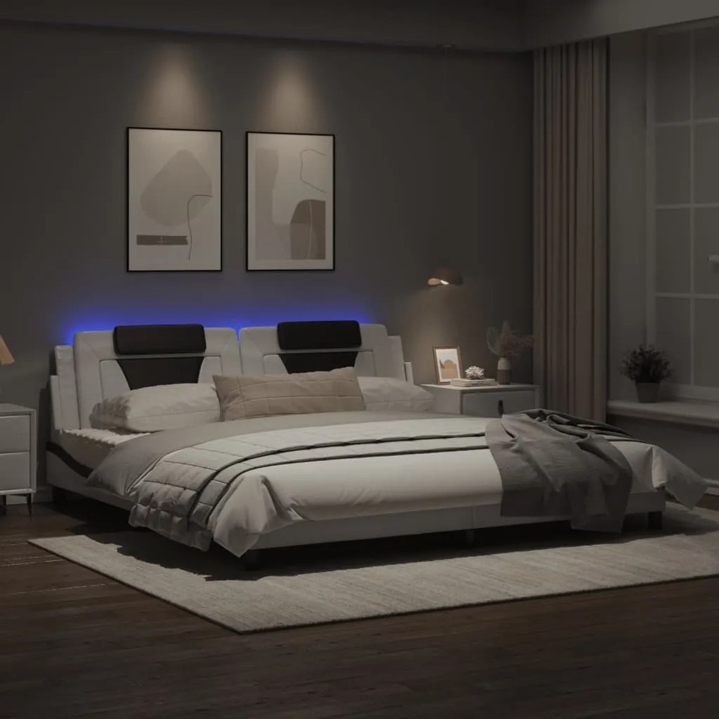 Giroletto con luci led bianco e nero 200x200 cm in similpelle
