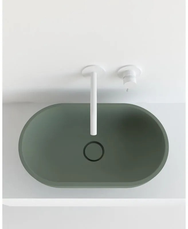 Lavabo da appoggio Capsula ovale in resina L 60 x H 17.1 cm verde