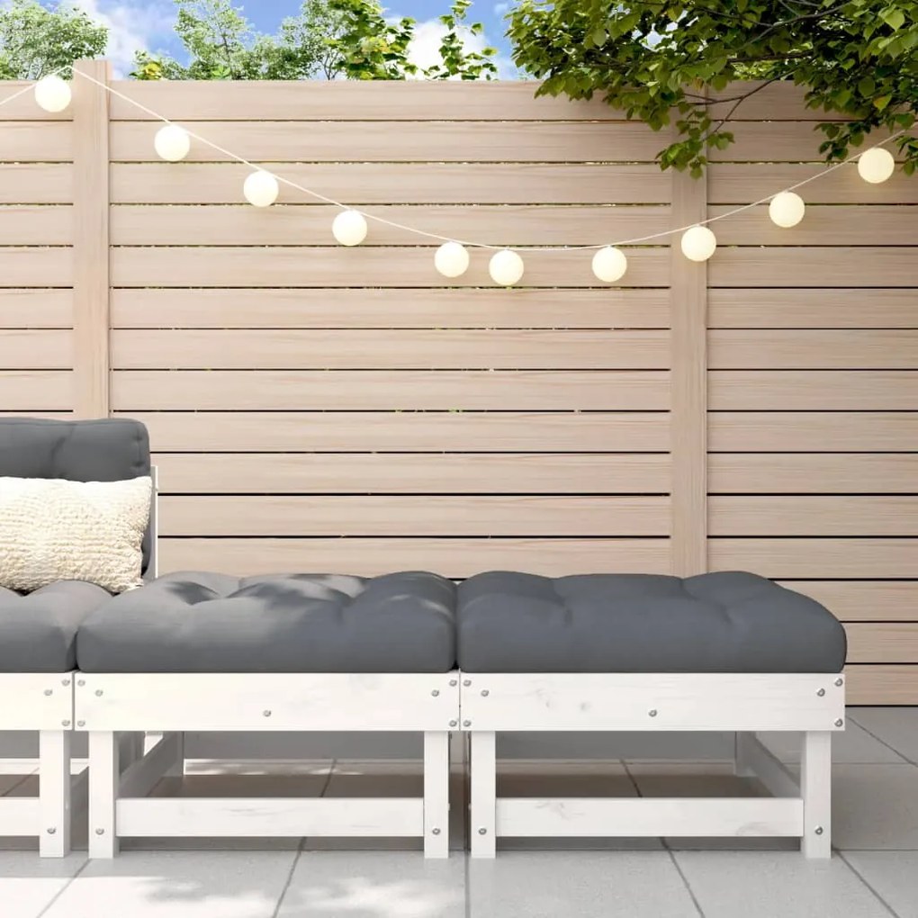 Poggiapiedi Giardino Con Cuscini 2pz Legno Massello Pino Bianco /