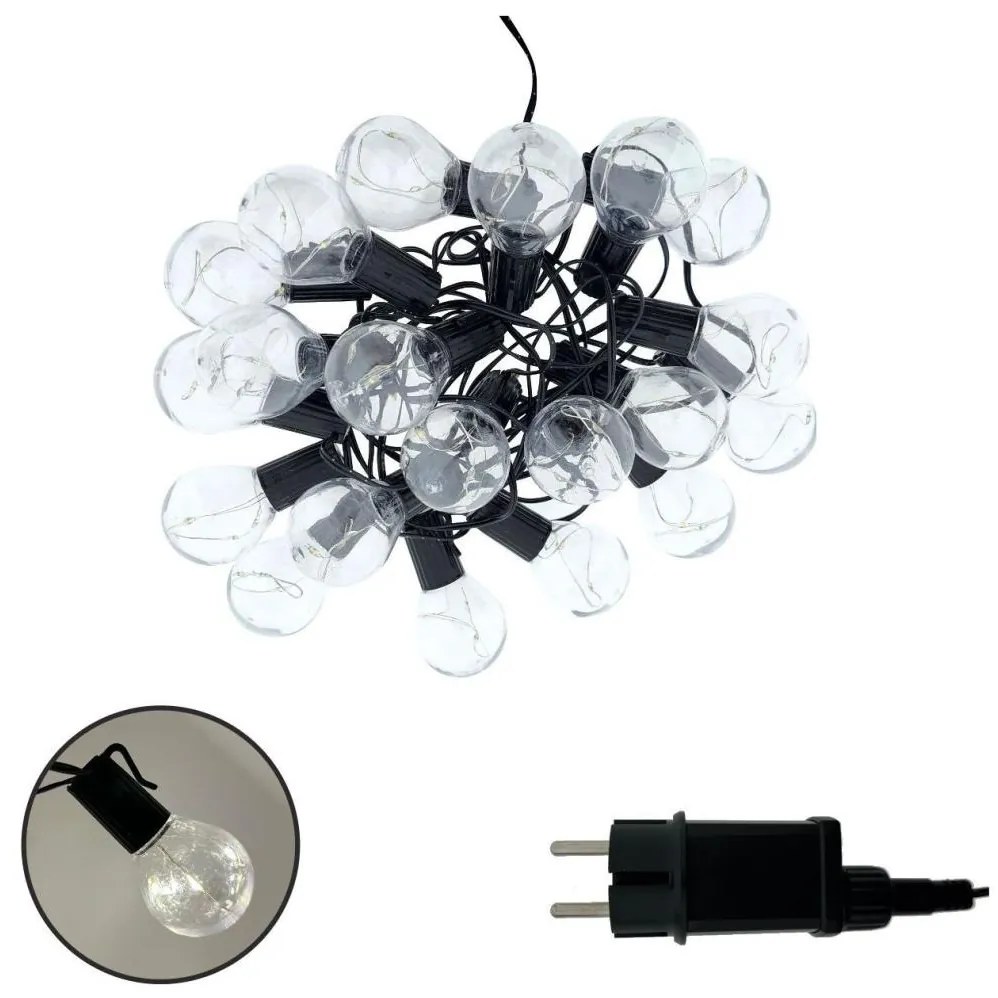 Catena decorativa LED per esterni 20xLED/0,075W/230V 5,8 m IP44 nera