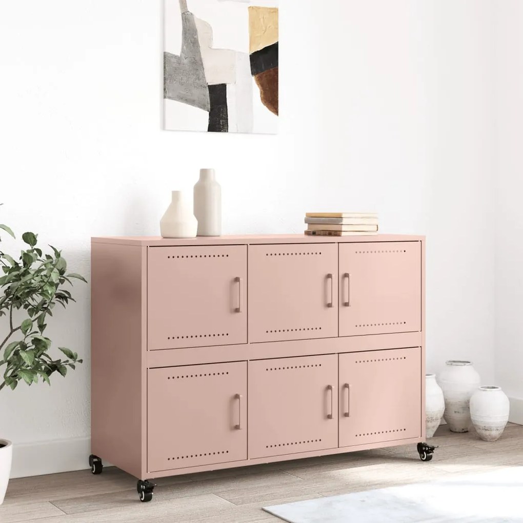 Credenza rosa 100,5x39x72 cm in acciaio laminato a freddo