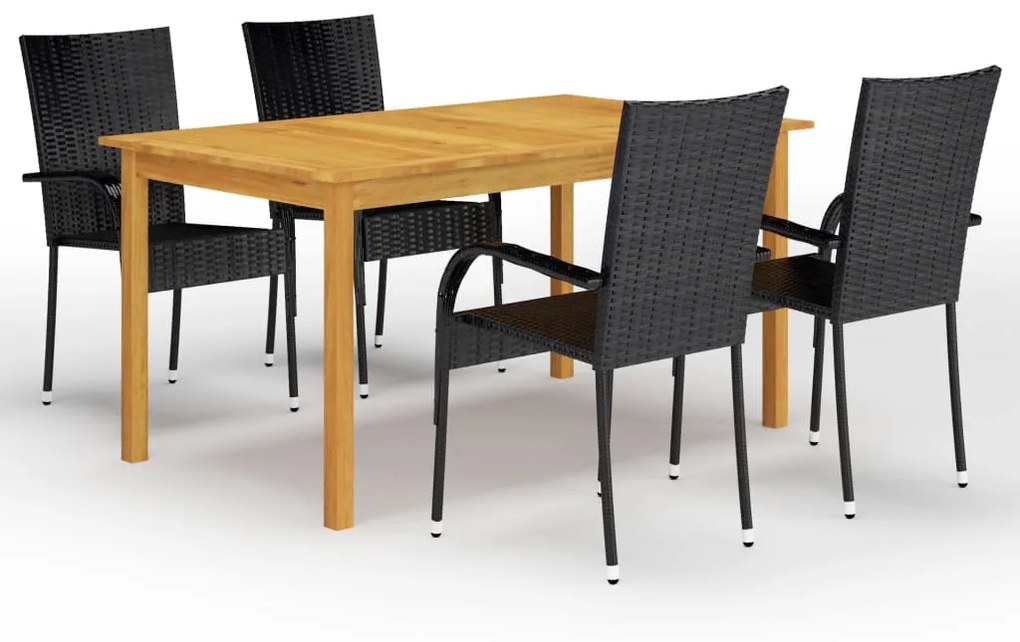 Set mobili da pranzo per giardino 5 pz nero