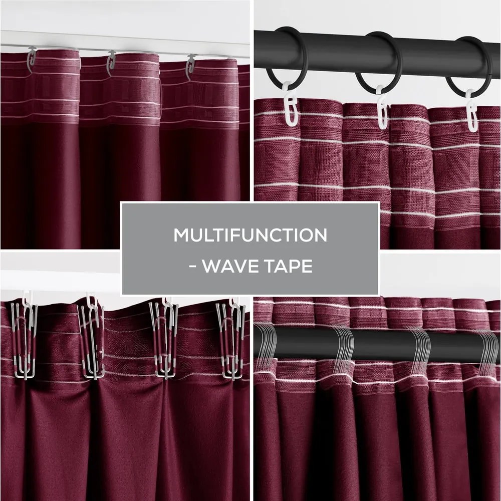 Tenda parzialmente oscurante burgundy in velluto 140x245 cm Pleat – Restilo