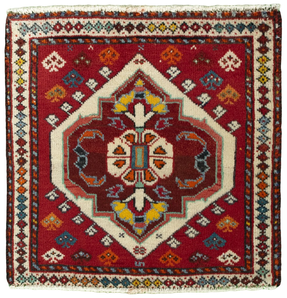 Shiraz Tappeto 60x60 Rosso (Iran) Annodato A Mano