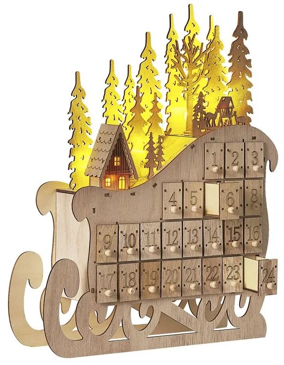 Calendario avvento LED legno chiaro IMPALA Beliani