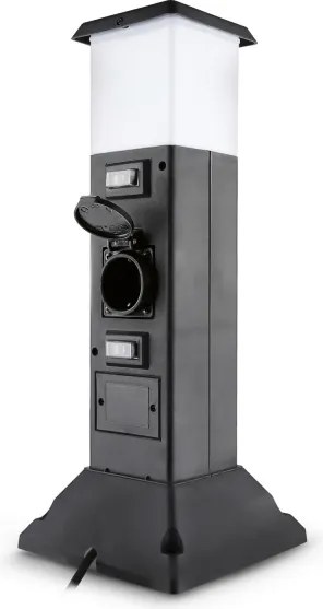 Brilagi - Lampada da esterno con 2 prese SCHUKO, 1x attacco E14 (max 15W), 230V, IP44, nera