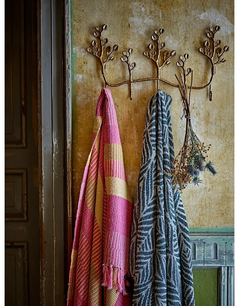 Coperta gialla e rosa in cotone riciclato 130x160 cm Isnel – Bloomingville