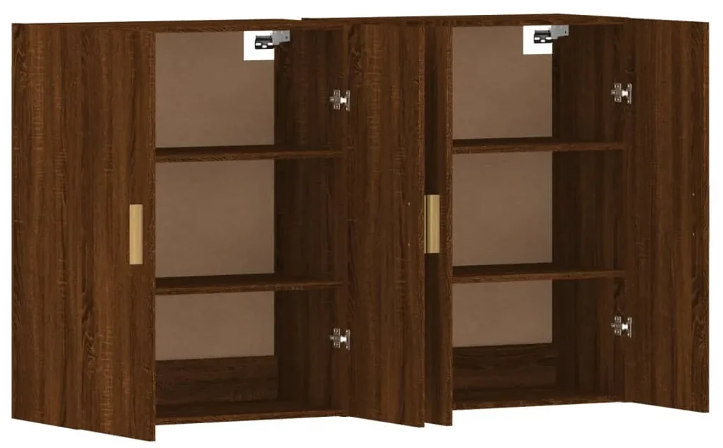 Armadietti a parete 2 pz rovere marrone in legno multistrato