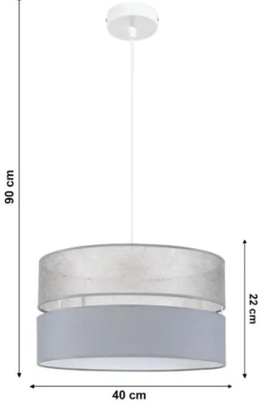Lampadario su filo LIMA 1xE27/60W/230V grigio