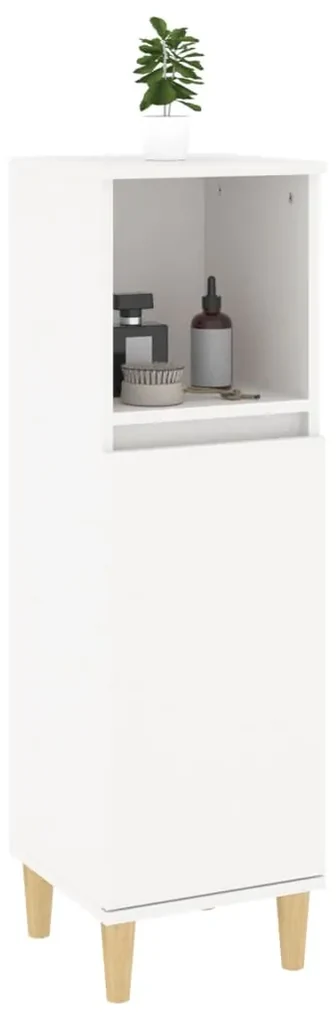 Armadietto da bagno bianco 30x30x100 cm in legno multistrato
