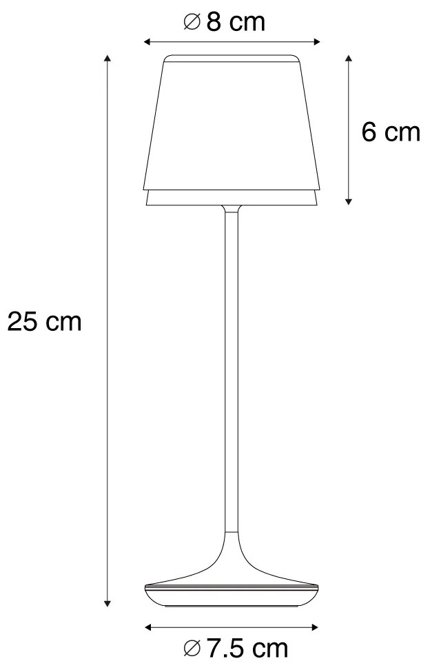 Lampada da tavolo nera con LED IP65 ricaricabile con stazione di ricarica - Treble