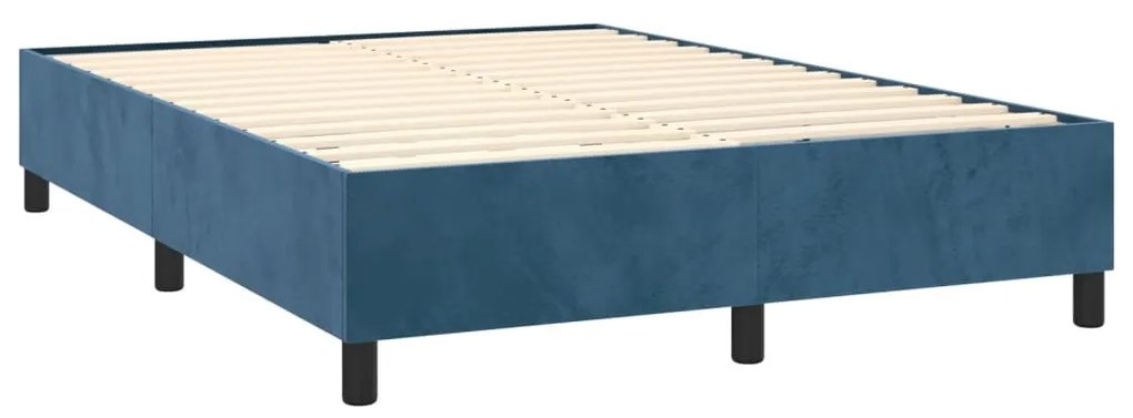 Letto a molle con materasso e led blu scuro 140x190 cm