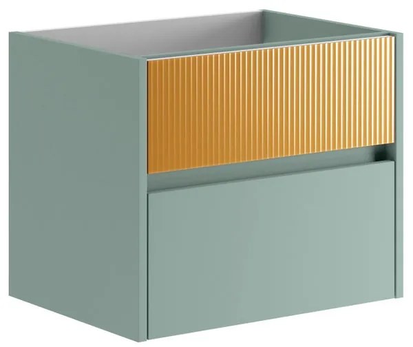 Mobile da bagno sospeso sotto lavabo L 59.5 x H 50 x P 45.5 cm verde laccato opaco, 2 cassetti Niwa