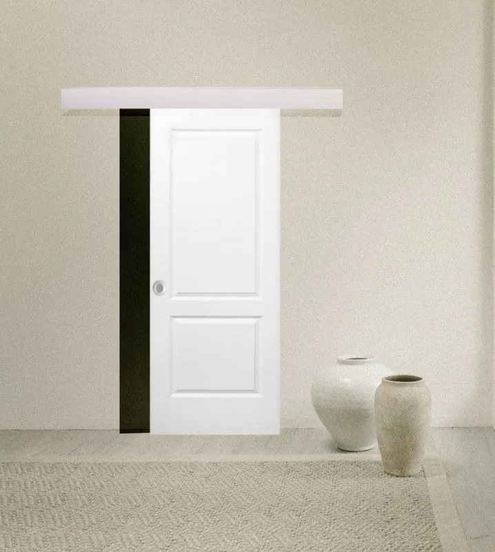 Porta scorrevole reversibile Miami in mdf bianco, L 93 x H 212 cm, con binario Alu/legno