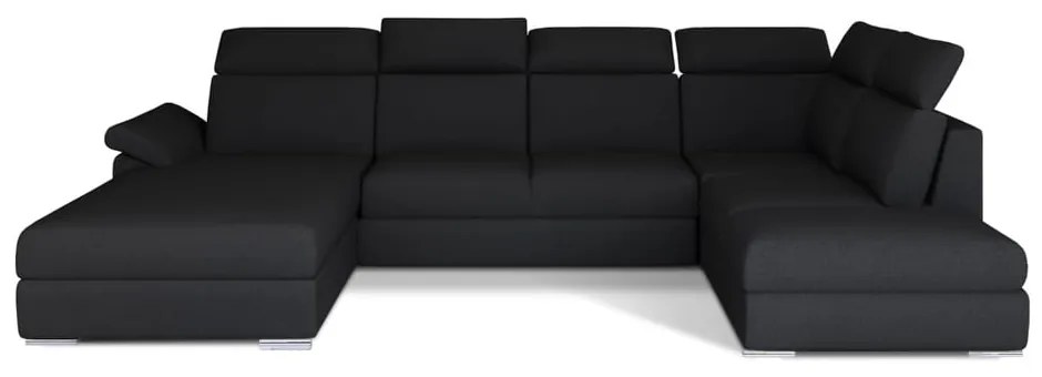 Divano angolare nero allungabile (con penisola a destra/a U) Evanell – ELTAP