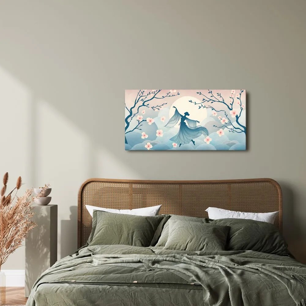 Quadro su tela – Sagoma di ballerina tra i ciliegi in fiore