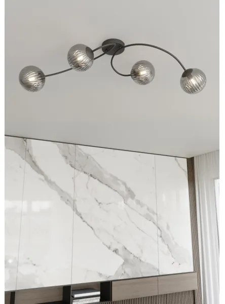 Lampadario a plafone VIBRA 4xE14/10W/230V nero/grigio