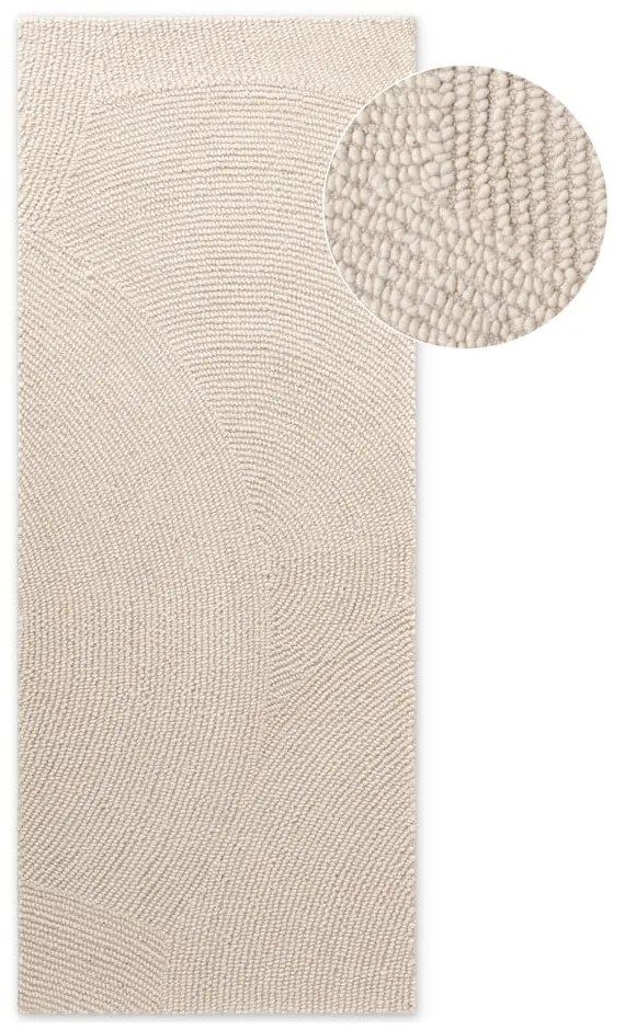 Passatoia colore naturale chiaro in lana tessuta a mano 80x300 cm Eleni Natural White – Hanse Home