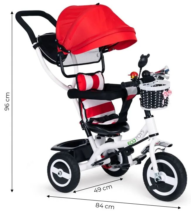 Triciclo, passeggino rosso ECOTOYS