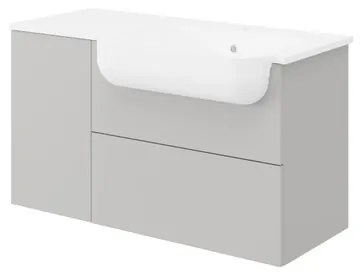 Mobile sottolavabo e lavabo Matrix per vasca a destra grigio perla L 90 x H 50 x P 36.5 cm, 1 anta 1 cassetto