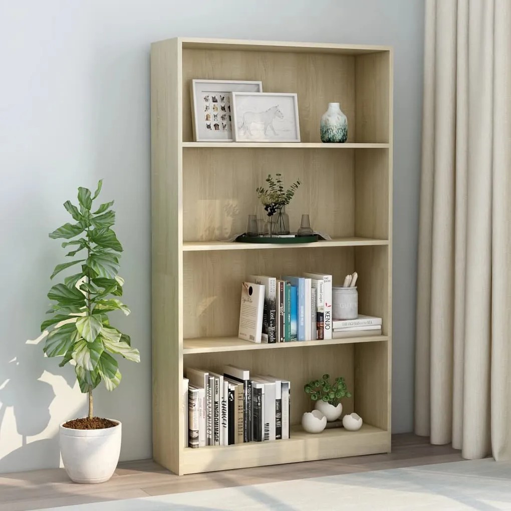 Libreria a 4 ripiani rovere sonoma 80x24x142 cm in truciolato