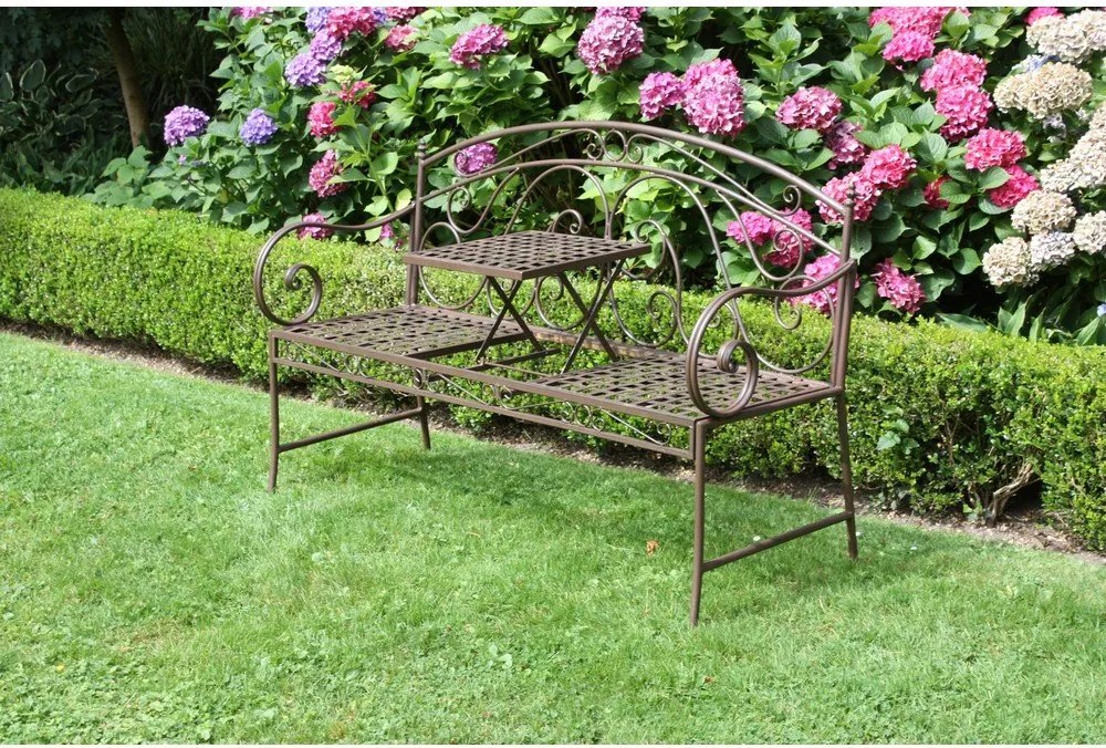 Panca da giardino marrone in metallo Saket – Garden Pleasure
