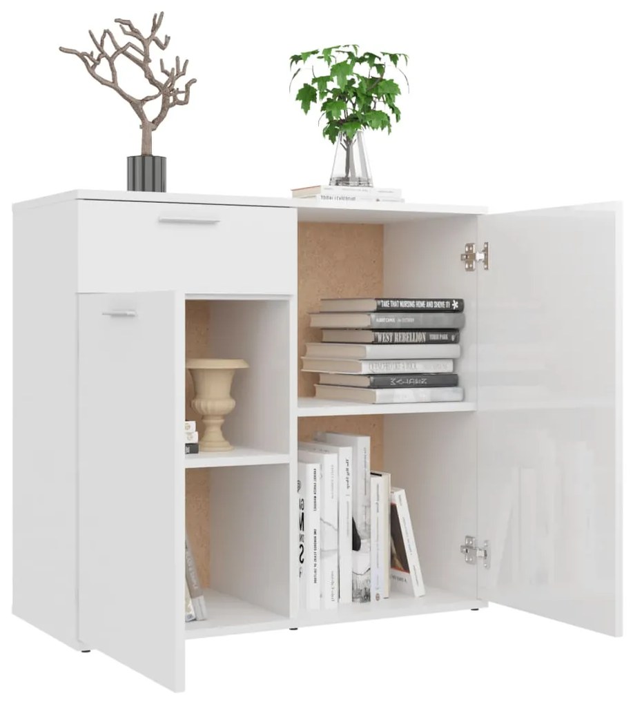 Credenza bianco lucido 80x36x75 cm in truciolato