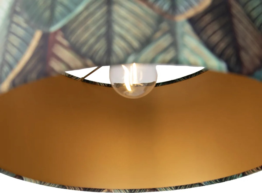 Lampada a sospensione nera con paralume a foglia e interno dorato 35cm - Cava