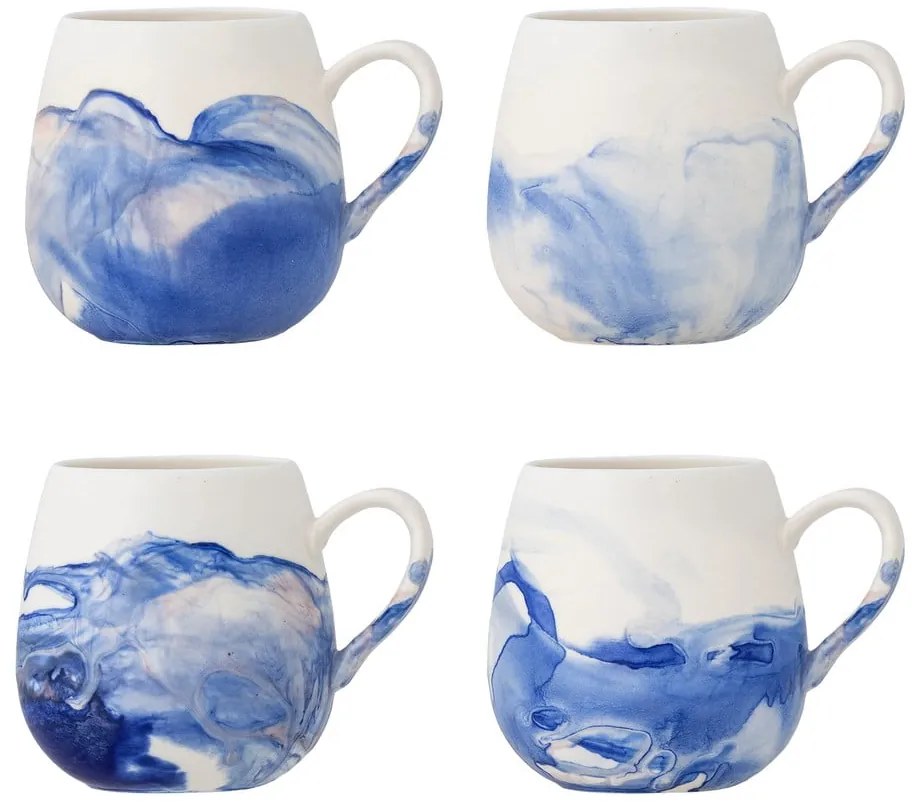 Tazzine in set bianche e blu in gres 4 pz 250 ml Lyre – Bloomingville