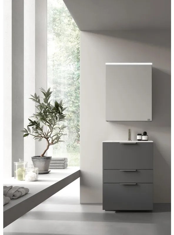 Mobile sottolavabo e lavabo Neo per vasca centrale grigio scuro L 60 x H 84 x P 48 cm 3 cassetti