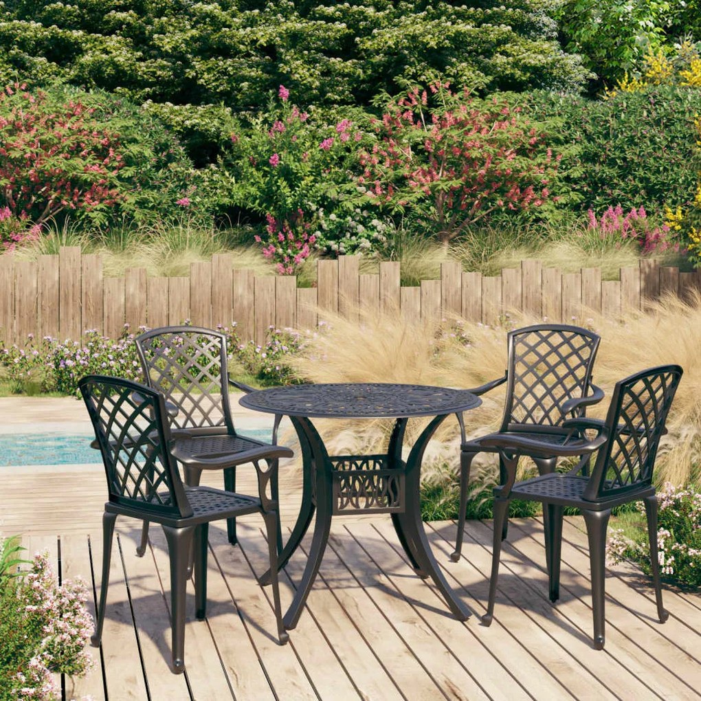 Set Da Bistrot 5 Pz İn Alluminio Pressofuso Nero /
