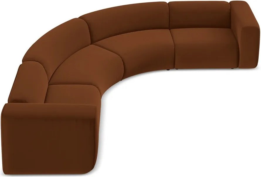 Divano angolare arancione/marrone con rivestimento in velluto Ekahi – Makamii