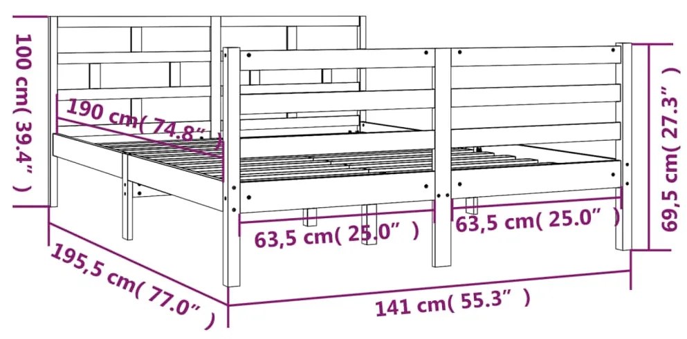 Giroletto Bianco 135x190 cm Double in legno Massello