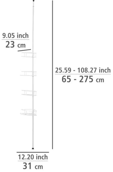 WENKO 26015100 - Mensola angolare DOLCEDO 31x230 cm acciaio inox/bianco