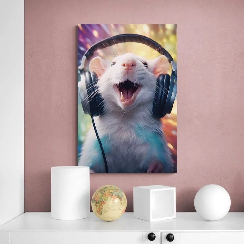 Quadro su tela – Ratto con cuffie