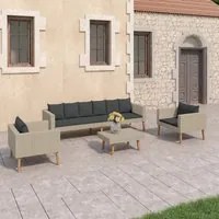 Set Divani da Giardino 4 pz con Cuscini in Polyrattan Beige cod mxl 41775