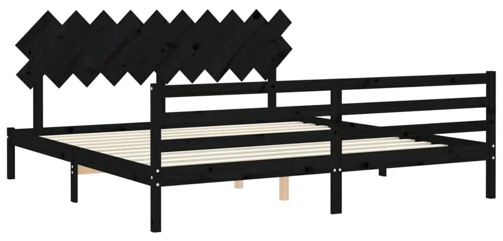 Giroletto con testiera nero 200x200 cm in legno massello