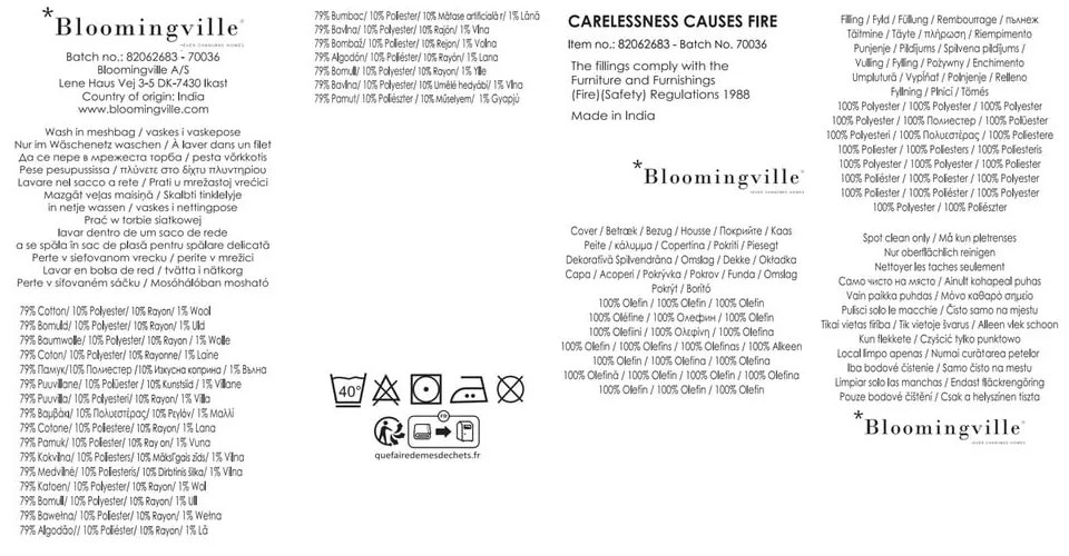 Cuscino decorativo in cotone riciclato 45x45 cm Eviaya – Bloomingville