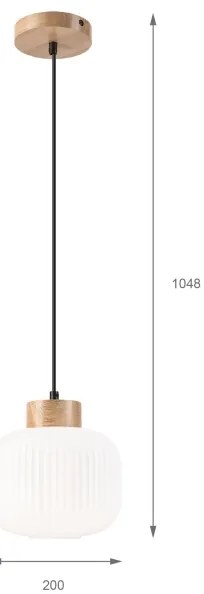 Lampadario a sospensione con filo HARMONY 1xE27/15W/230V diametro 20 cm bianco/quercia