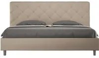 Letto matrimoniale king size con rete imbottito 200x200 similpelle tortora Priya