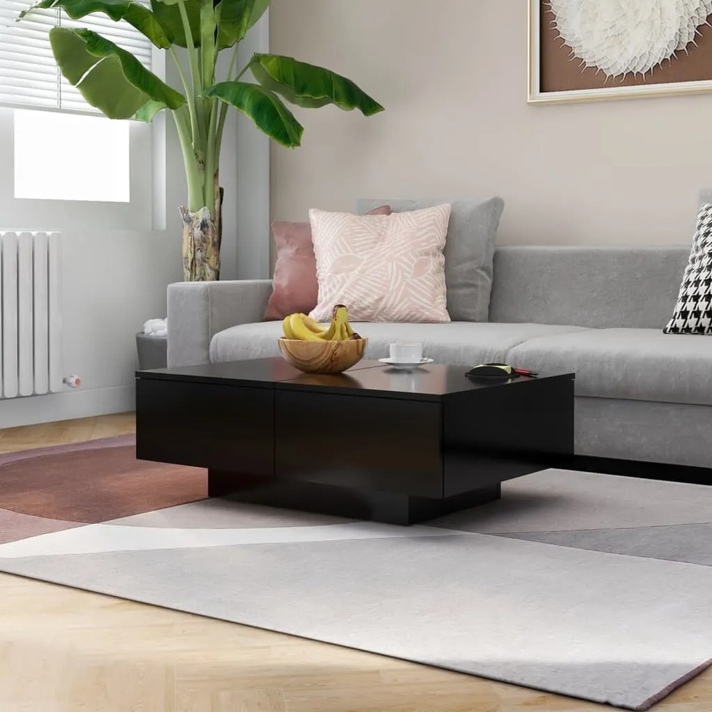 Tavolino Da Salotto Nero 90x60x31 Cm İn Legno Multistrato /