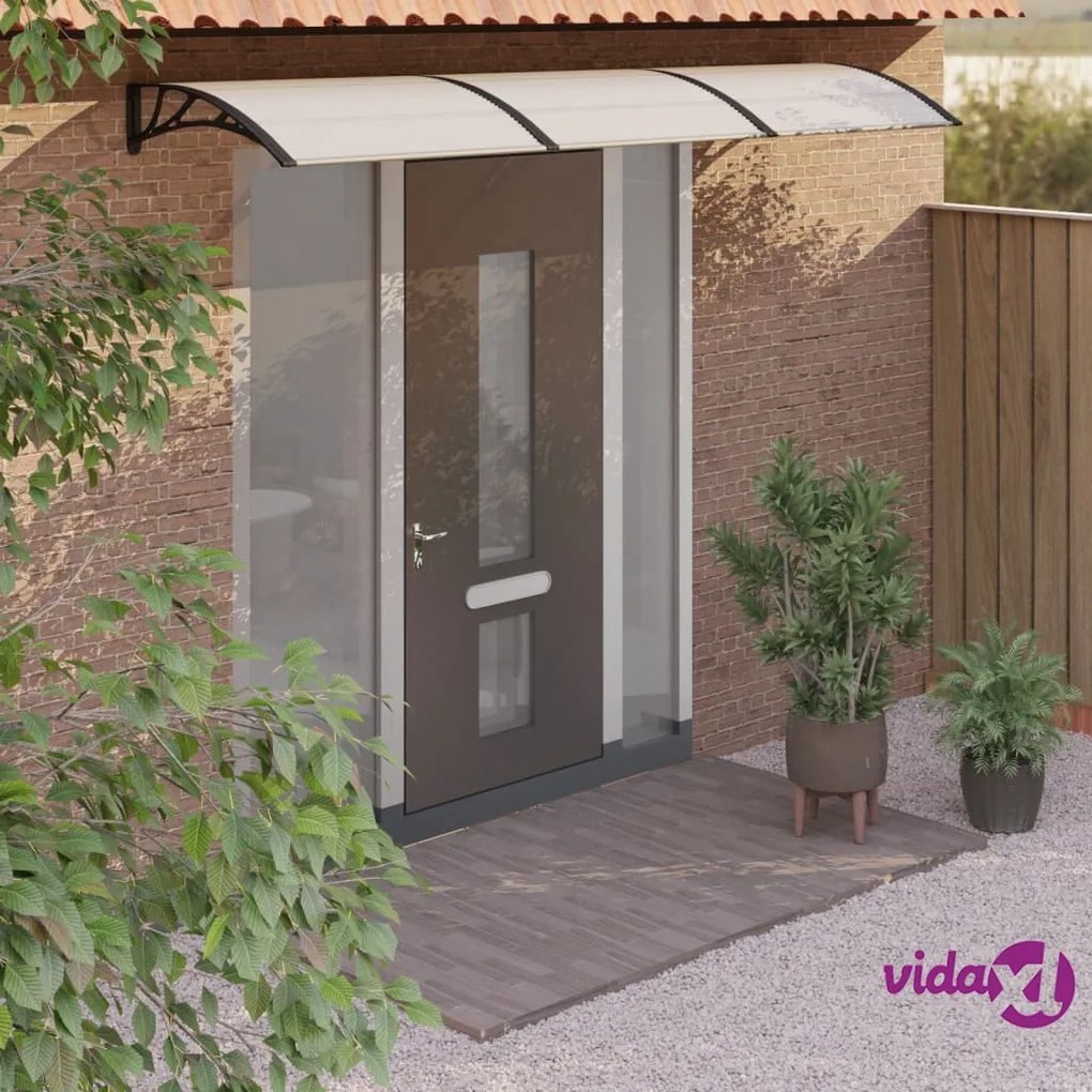 vidaXL Tettoia per Porta Nero e Trasparente 300x75 cm in Policarbonato