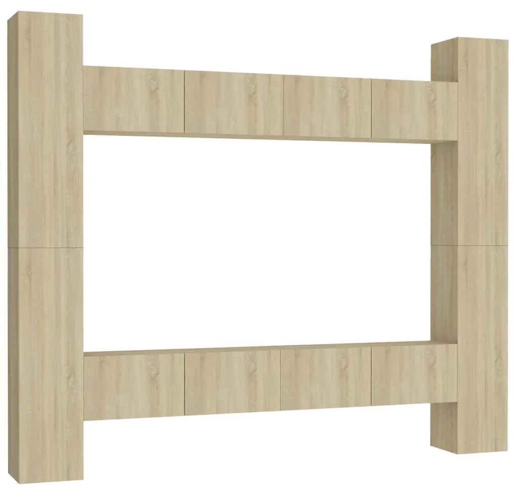 Set porta tv 8 pz rovere sonoma in truciolato