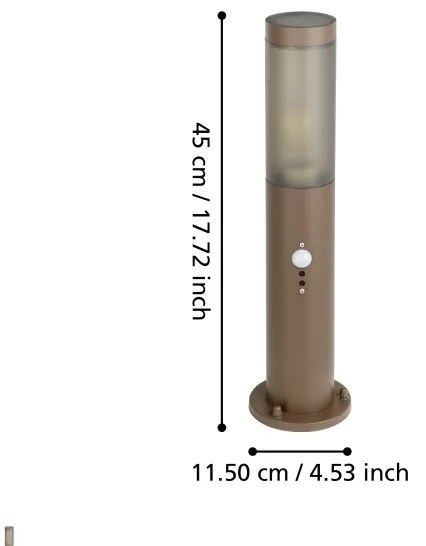 Eglo 900986 - Lampada da esterno con sensore HELSINKI 1xE27/15W/230V 45 cm IP44