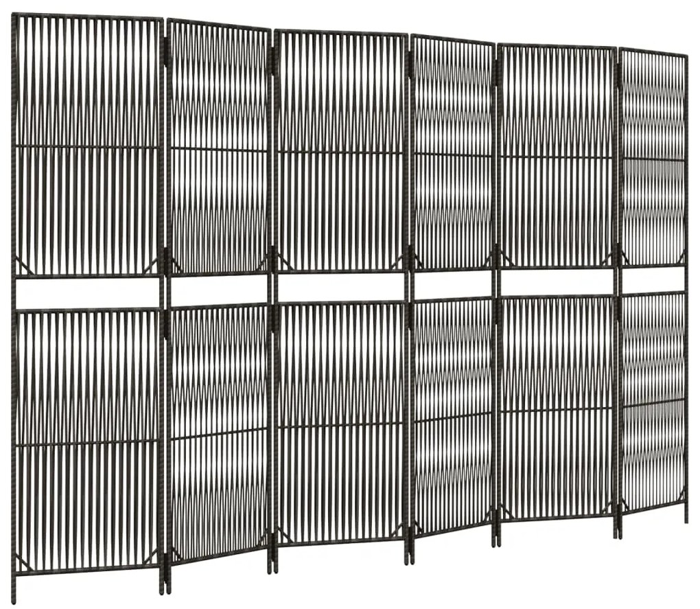 Divisorio per ambienti a 6 pannelli grigio in polyrattan