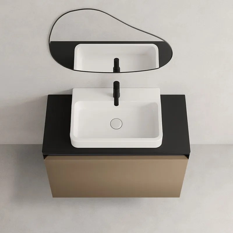 Mobile da bagno sospeso sotto lavabo L 59.5 x H 40 x P 45.5 cm giallo, 3 cassetti Fusion