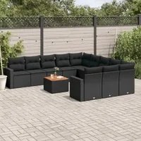 Set Divani da Giardino 12 pz con Cuscini Nero in Polyrattancod mxl 90835