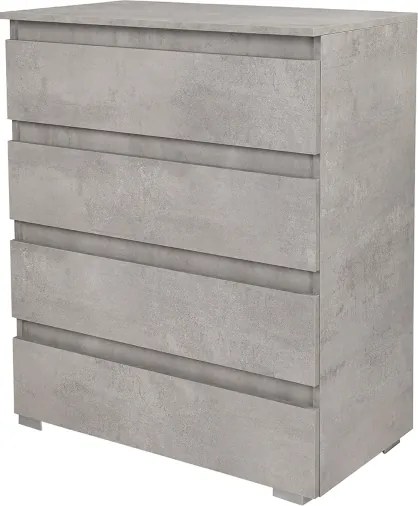 Cassettiera 4 cassetti maniglia gola in legno 81x44xH101 Cemento